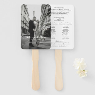 Jackie Photo Modern Wedding Program Hand Fan