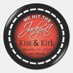 Jackpot! Las Vegas Newlyweds Casino Chip Classic Round Sticker