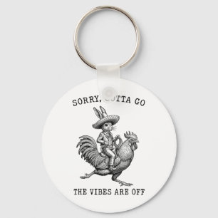 Jackrabbit Riding Chicken Meme Sorry Gotta Go Vibe Key Ring