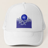 Jacks and Ball Set Classic Retro Toy Hat Cap Blue