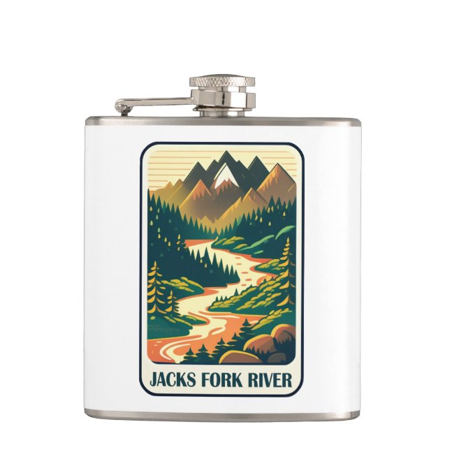 Jacks Fork River Missouri Colours Hip Flask (Front)