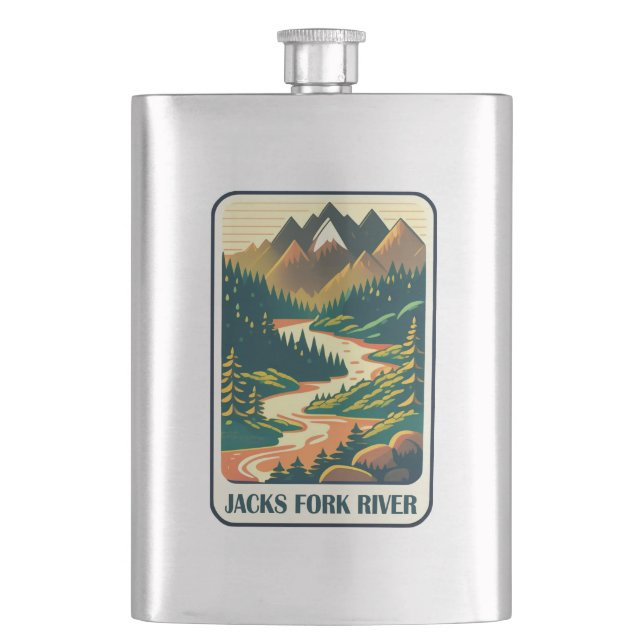 Jacks Fork River Missouri Colours Hip Flask (Front)