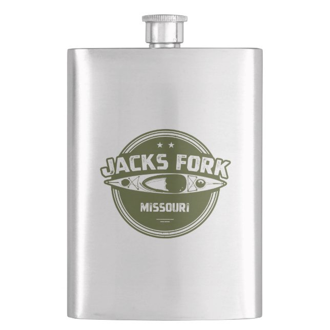 Jacks Fork River Missouri Kayaking Hip Flask (Front)