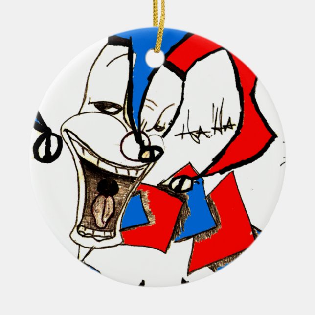 Jacks in the Box (Clown Sketch) Ceramic Tree Decoration (Front)