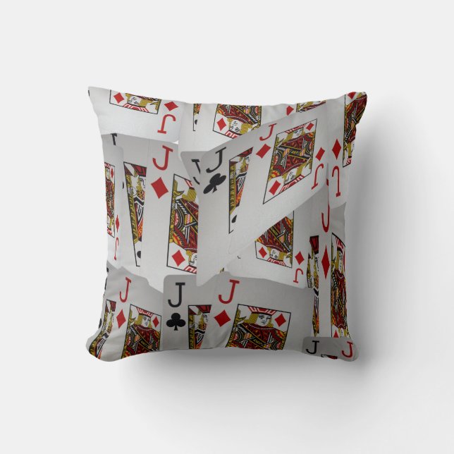 Jacks Poker Cards Layered Pattern, Cushion (Front)