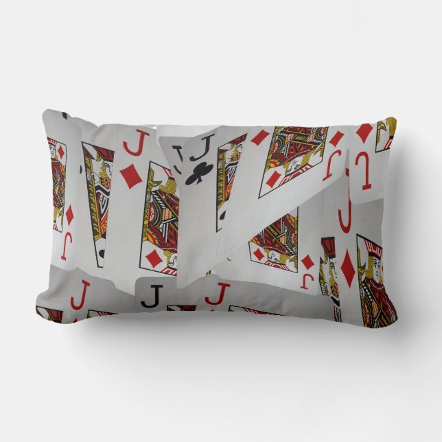 Jacks Poker Cards Layered Pattern, Lumbar Cushion (Front)
