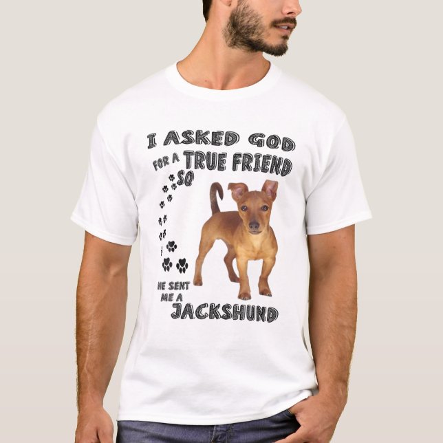 Jackshund Quote Mum, Dachshund Dad Print Cute Jack T-Shirt (Front)