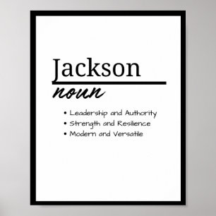 Jackson, Boy Personalised Name Definition Poster