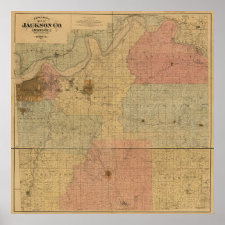 Jackson County, Missouri Antique Map Poster