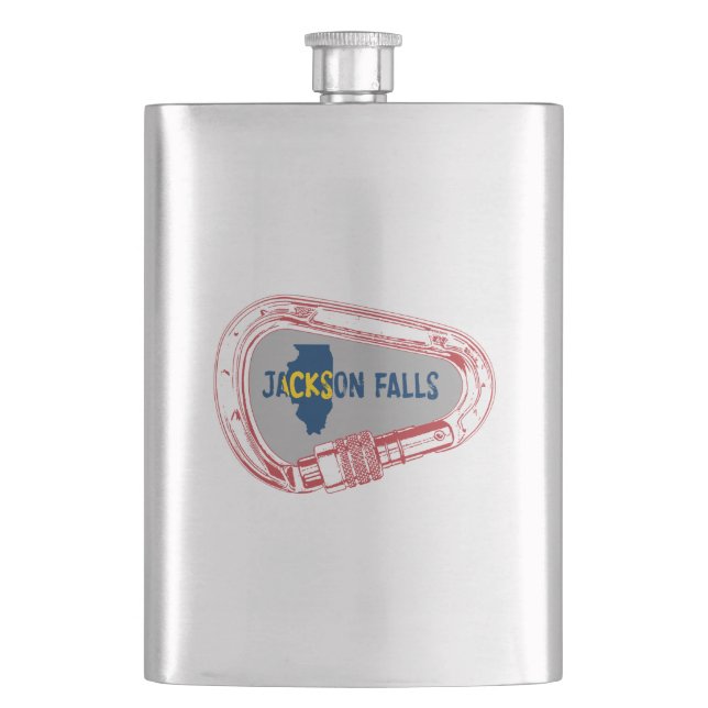 Jackson Falls Illinois Rock Climbing Carabiner Hip Flask (Front)