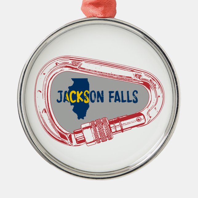 Jackson Falls Illinois Rock Climbing Carabiner Metal Tree Decoration (Front)