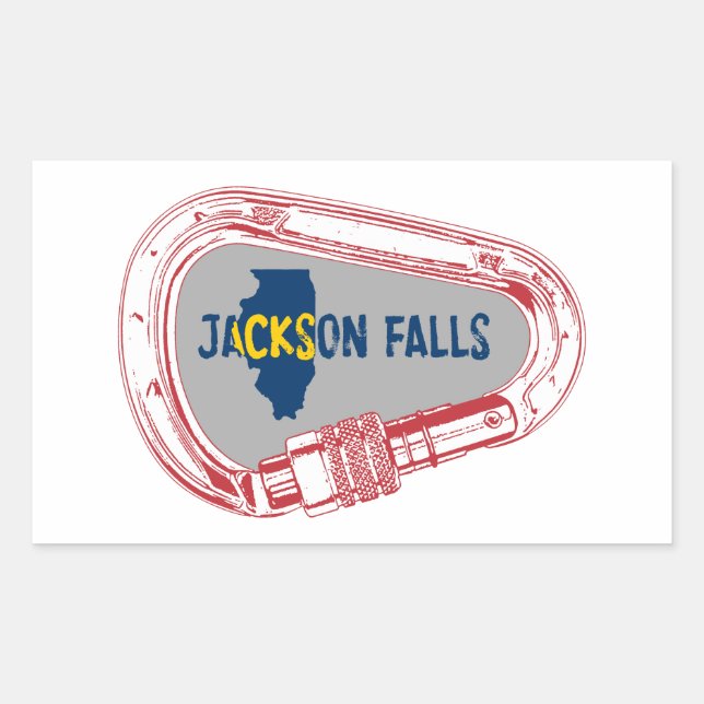 Jackson Falls Illinois Rock Climbing Carabiner Rectangular Sticker (Front)