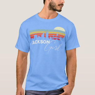 Jackson Girl Retro Sunset City Skyline Souvenir T-Shirt