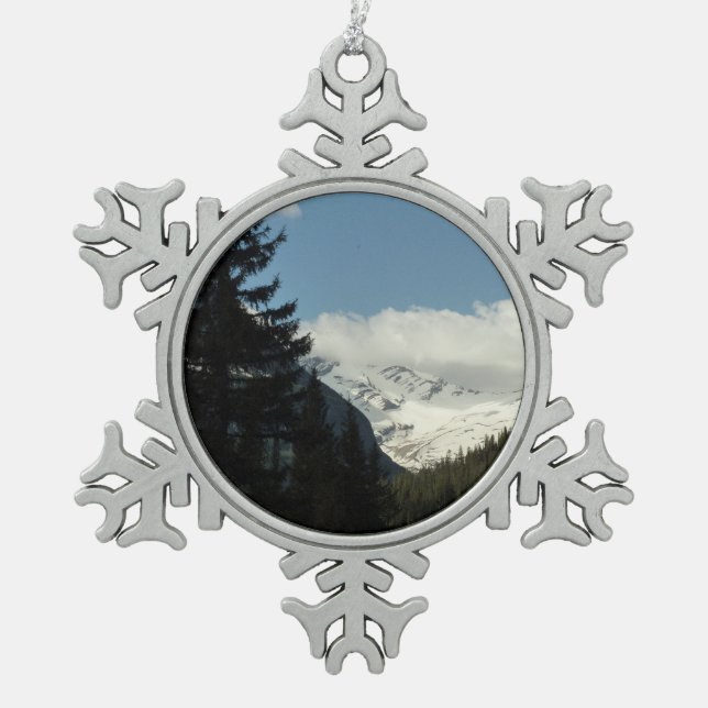 Jackson Glacier Overlook at Glacier National Park Snowflake Pewter Christmas Ornament (Front)
