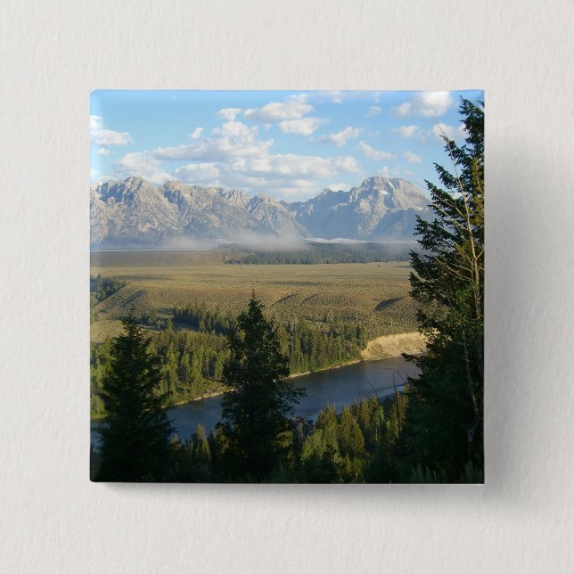 Jackson Hole Mountains and River 15 Cm Square Badge (Front)