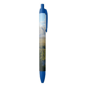 Jackson Hole Mountains and River Blue Ink Pen