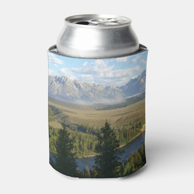 Jackson Hole Mountains and River Can Cooler (Can Front)