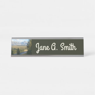 Jackson Hole Mountains and River Desk Name Plate