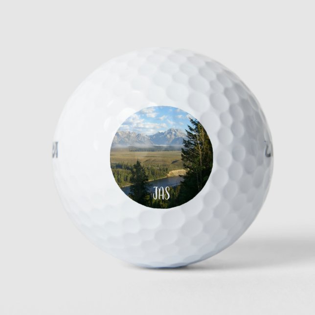 Jackson Hole Mountains and River Golf Balls (Front)