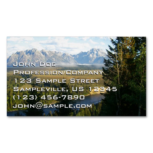 Jackson Hole Mountains and River Magnetic Business Card (Front)