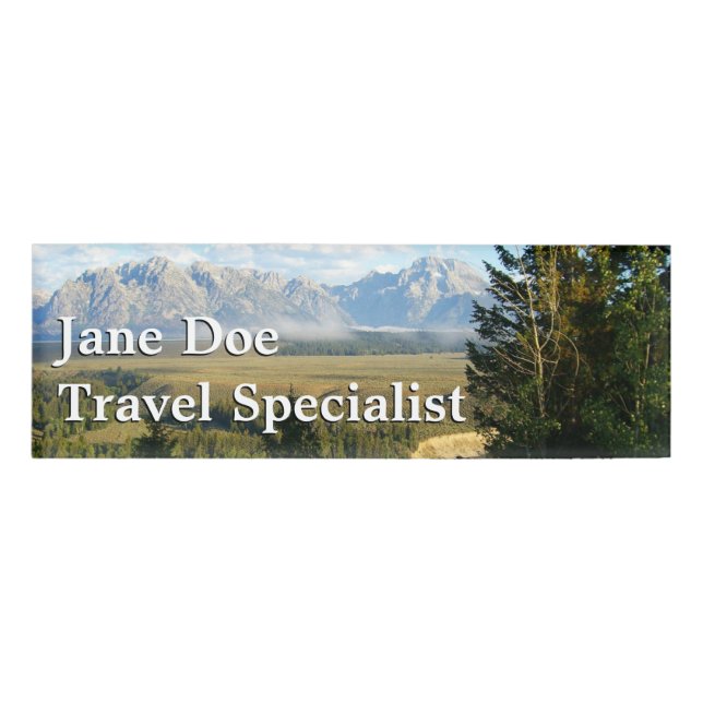 Jackson Hole Mountains and River Name Tag (Front)