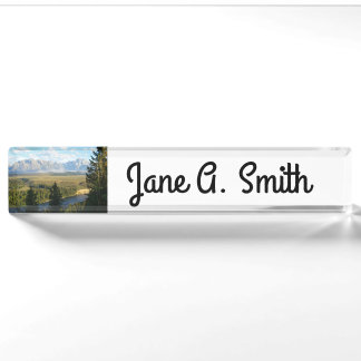 Jackson Hole Mountains and River Nameplate