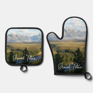 Jackson Hole Mountains and River Oven Mitt & Pot Holder Set