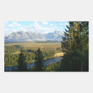 Jackson Hole Mountains and River Rectangular Sticker