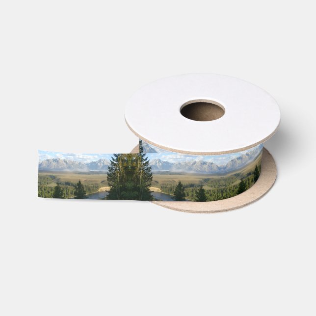 Jackson Hole Mountains and River Satin Ribbon (Spool)