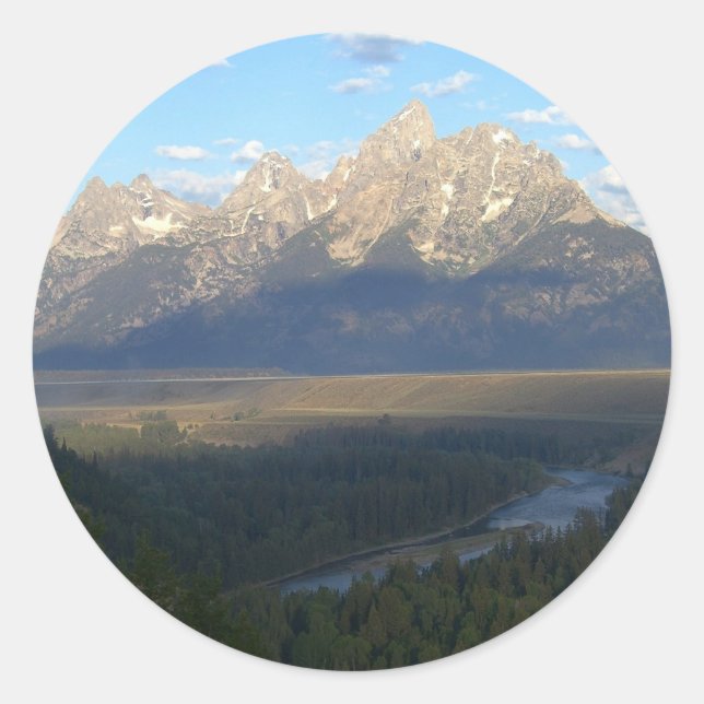 Jackson Hole Mountains (Grand Teton National Park) Classic Round Sticker (Front)