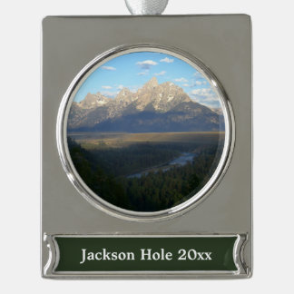 Jackson Hole Mountains (Grand Teton National Park) Silver Plated Banner Ornament