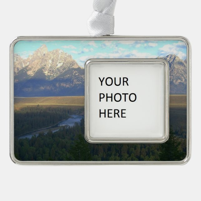Jackson Hole Mountains (Grand Teton National Park) Silver Plated Framed Ornament (Front)