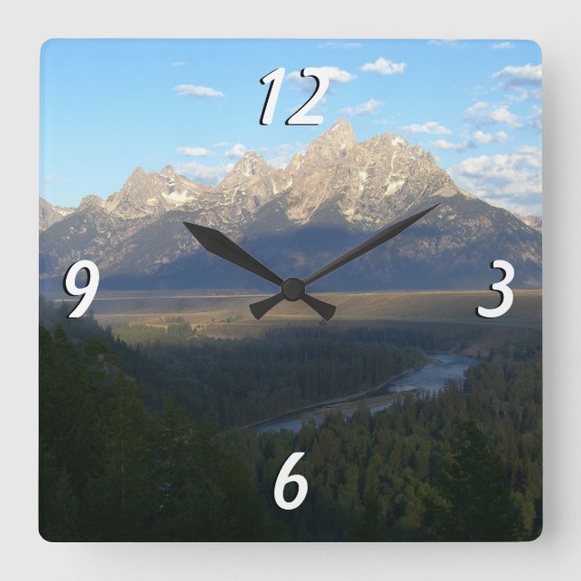 Jackson Hole Mountains (Grand Teton National Park) Square Wall Clock (Front)