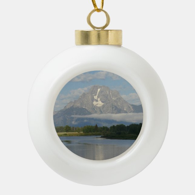 Jackson Hole River at Grand Teton National Park Ceramic Ball Christmas Ornament (Front)