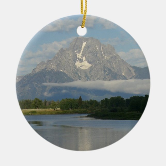 Jackson Hole River at Grand Teton National Park Ceramic Tree Decoration (Front)