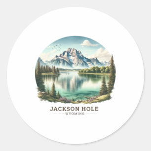 Jackson Hole Wy Wyoming Jenny Lake Skiing Snow Classic Round Sticker