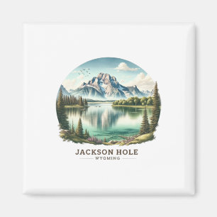 Jackson Hole Wy Wyoming Jenny Lake Skiing Snow  Magnet