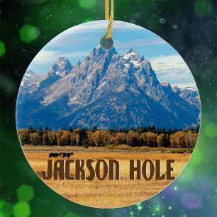 Jackson Hole Wyoming Ceramic Tree Decoration