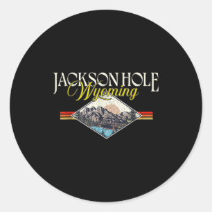 Jackson Hole Wyoming Grand Teton Mountains Vintage Classic Round Sticker