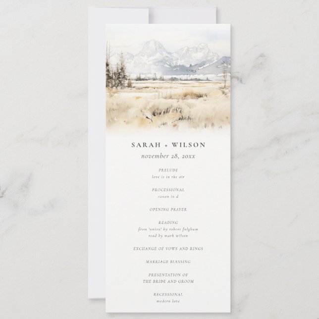Jackson Hole Wyoming Landscape Wedding Program Invitation (Front)