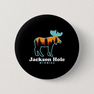 Jackson Hole Wyoming Moose Mountains Grand Tetons 6 Cm Round Badge