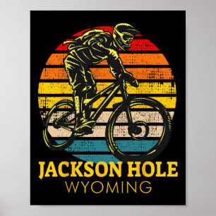 Jackson Hole Wyoming Mountain Biking Retro Mtb  Poster