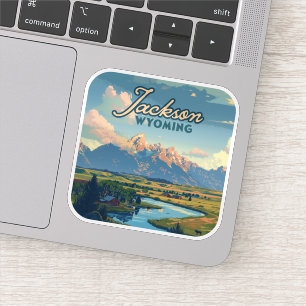 Jackson Hole Wyoming Ranch Tetons Mountains Retro