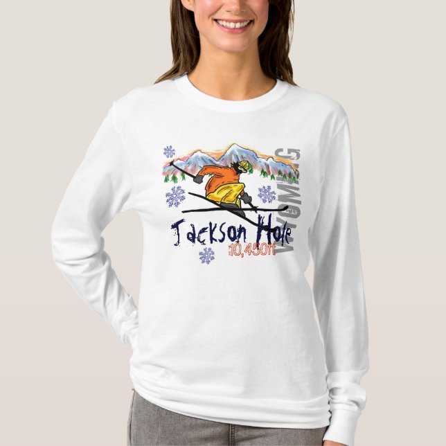 Jackson Hole Wyoming ski elevation hoodie T-Shirt (Front)