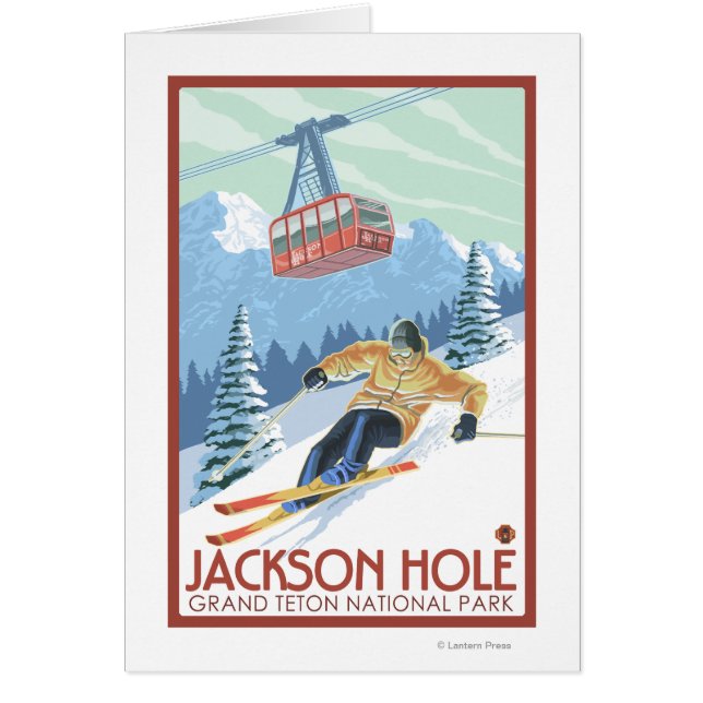 Jackson Hole, Wyoming Skier and Tram (Front)