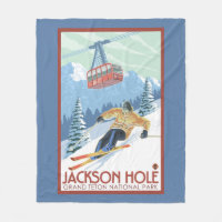 Jackson Hole, Wyoming Skier and Tram