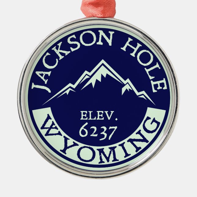 Jackson Hole Wyoming Skiing Hiking Snowboard Metal Tree Decoration (Front)