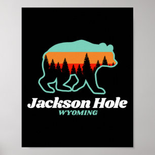 Jackson Hole Wyoming Skiing Snowboarding Bear  Poster