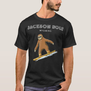 Jackson Hole Wyoming Sloth Snowboard Gift  T-Shirt