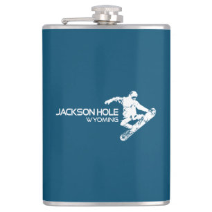 Jackson Hole Wyoming Snowboarder Hip Flask